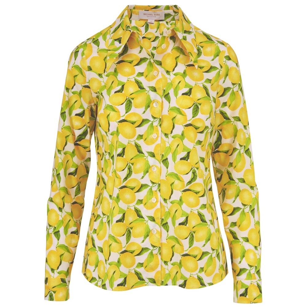 NEW Michael Kors Collection lemon print poplin top